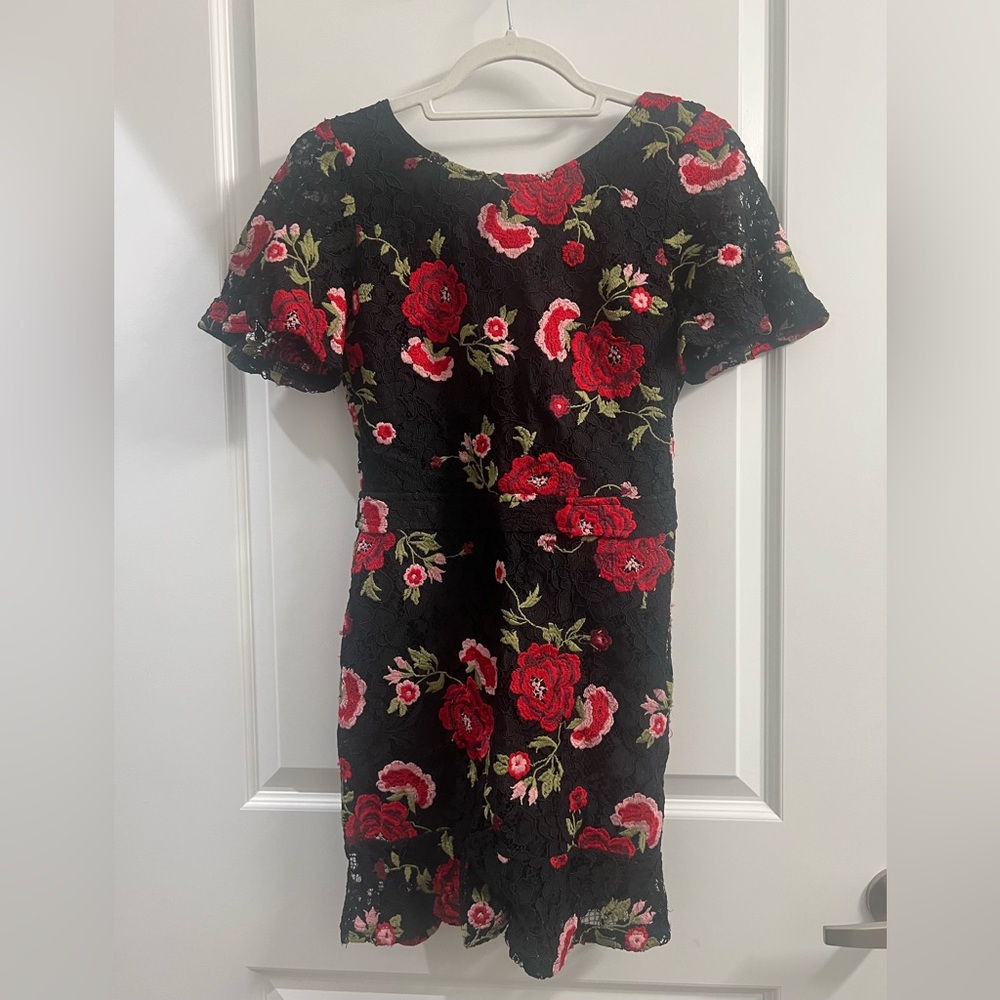 Bloomingdale’s Black and Red Eyelet dress